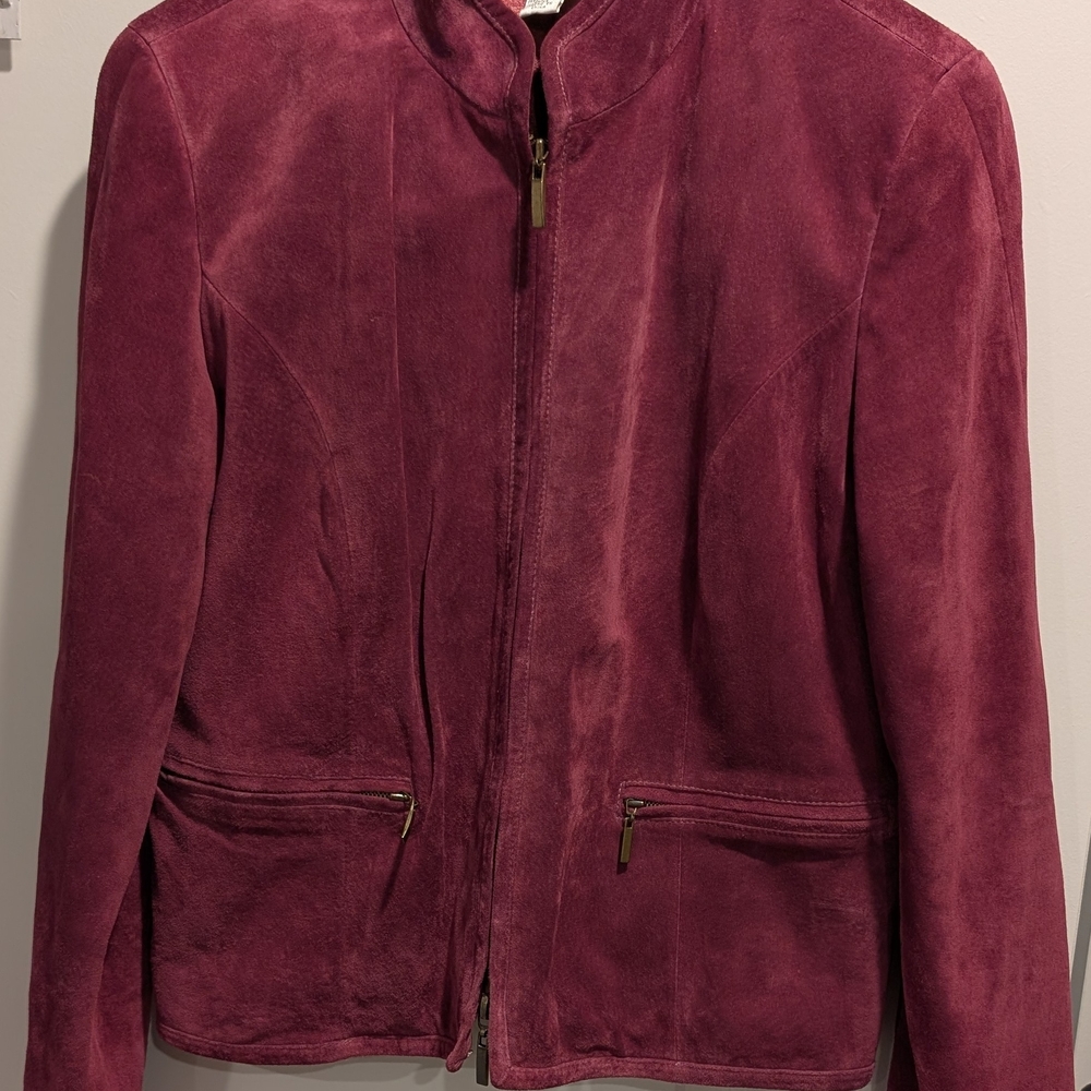 Vintage Style Burgundy Suede Zip Jacket SP